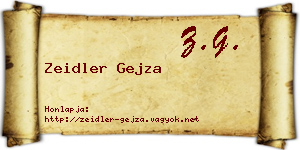 Zeidler Gejza névjegykártya